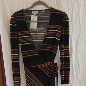 Veronica M Multicolor Striped Long Sleeve Dress